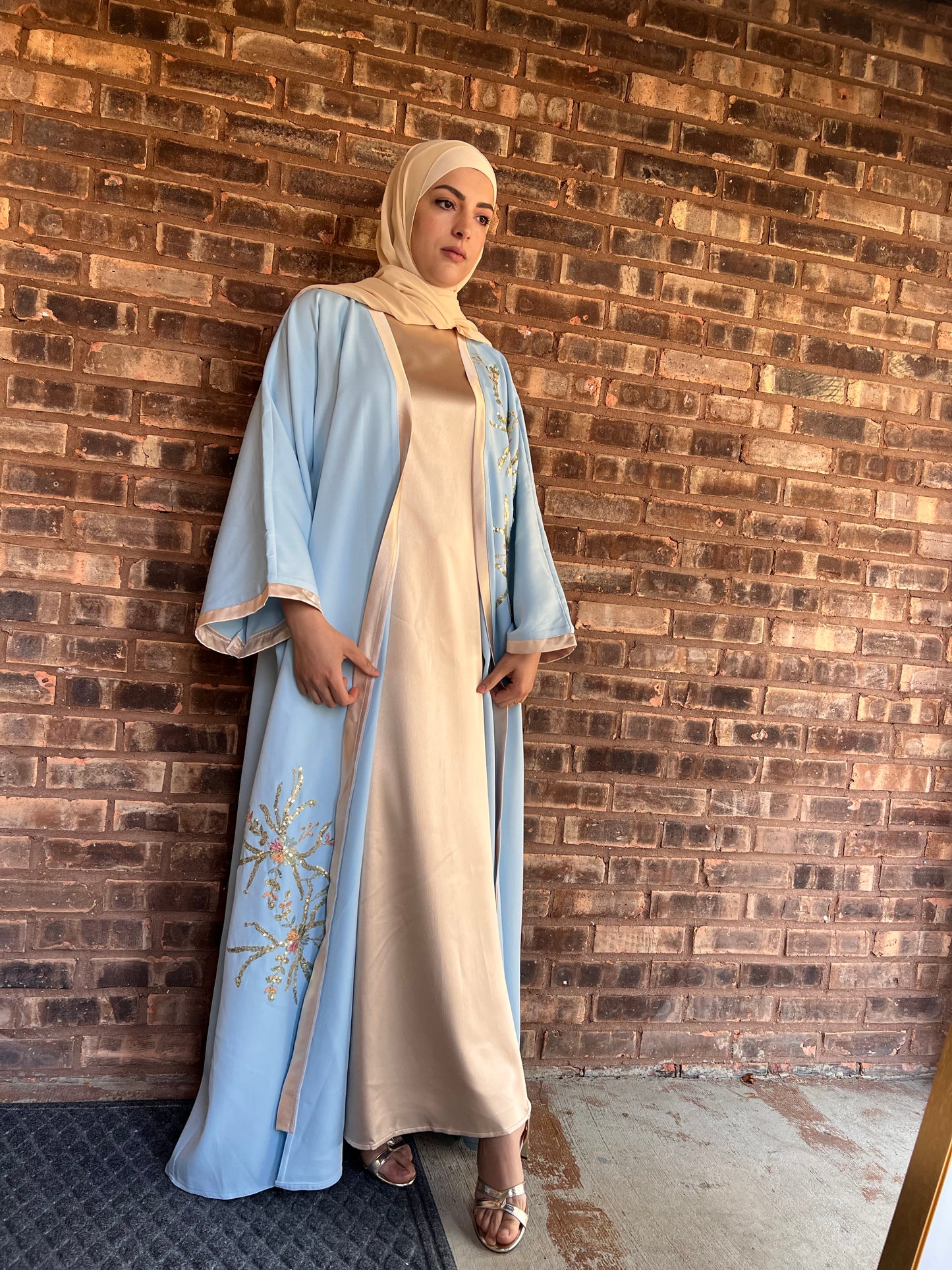 Baby Blue luxury Abaya