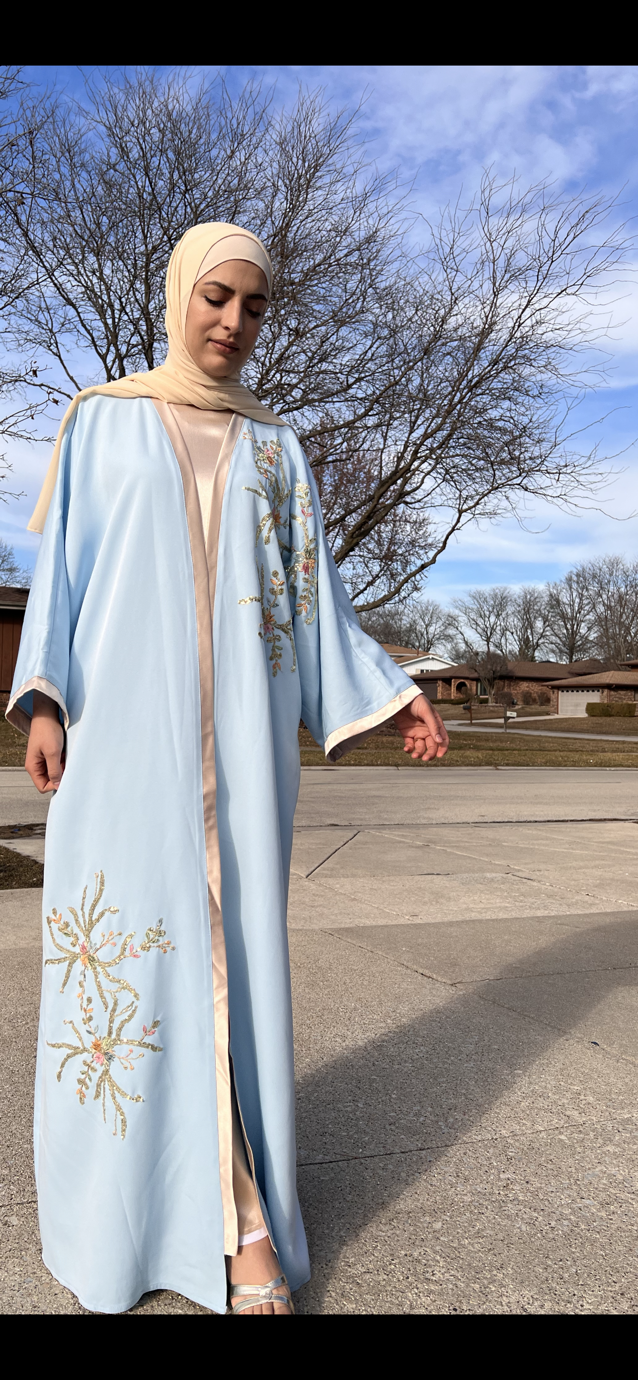 Baby Blue luxury Abaya