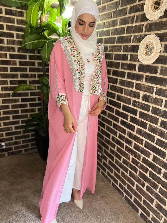Pink Chiffon Abaya